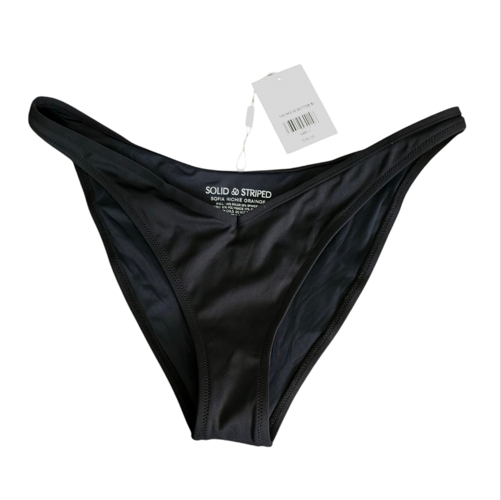 Solid & Striped Sofia Richie Grainge The Maeve Bikini Bottom, Black NWT Size LG